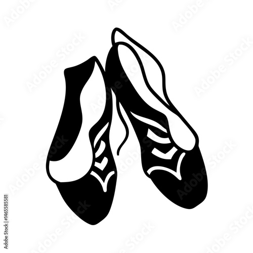 Black and White Image Depicts Two Traditional Irish Dance Shoes
