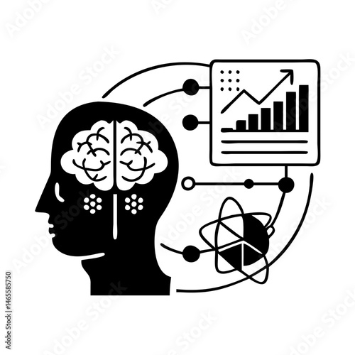 Data science and analytics visualization of the mind connecting to scientific concepts