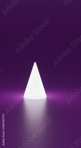 Abstract white triangle on purple gradient background