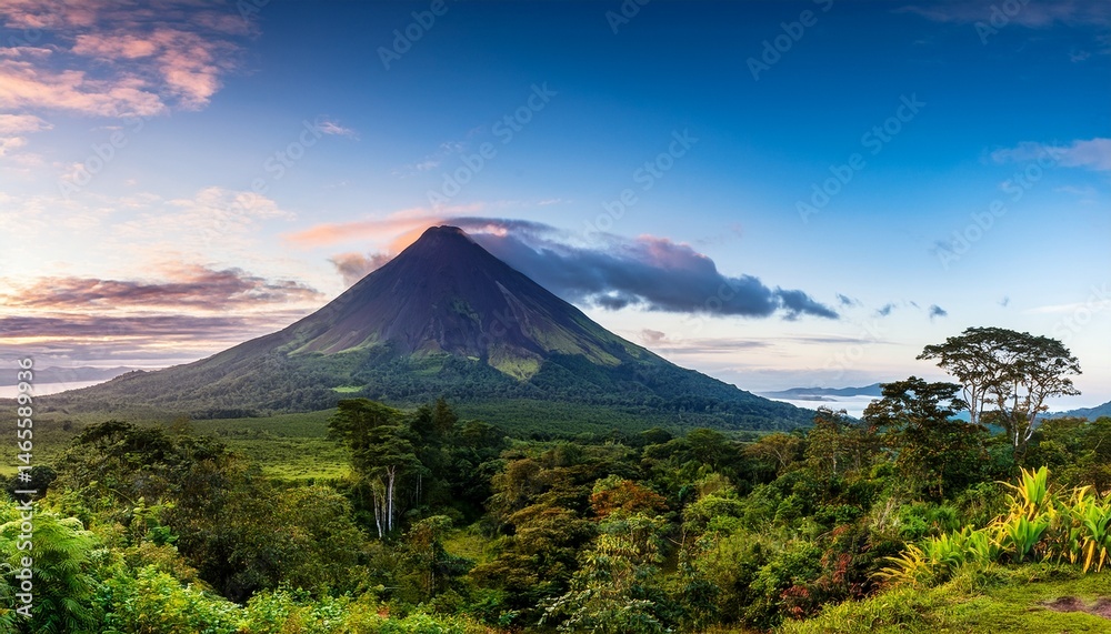 Fototapeta premium landscape of morning arenal volcano in costa rica