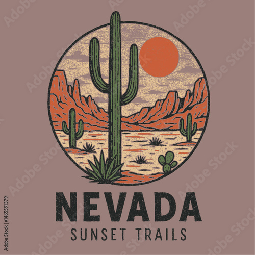 Nevada sunset trails desert t-shirt design. girls  boys men's women's graphic design. western hearts,  desert cactus mountain graphics. slogan text prints. desert cowgirl and cowboy cap head.