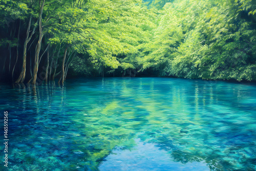 Serenity in Transparency: An Oasis of Reflective Waters