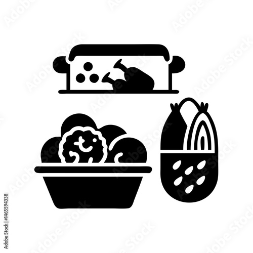 Thanksgiving Dinner Feast Depiction Featuring Roasted Chicken, Vegetables, and Corn