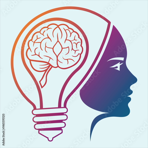Creative Idea Concept with Lightbulb and Brain Symbols for Innovation Imagination and Problem Solving