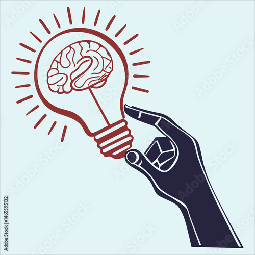 Creative Idea Concept with Lightbulb and Brain Symbols for Innovation Imagination and Problem Solving