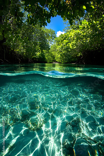Serenity in Transparency: An Oasis of Reflective Waters