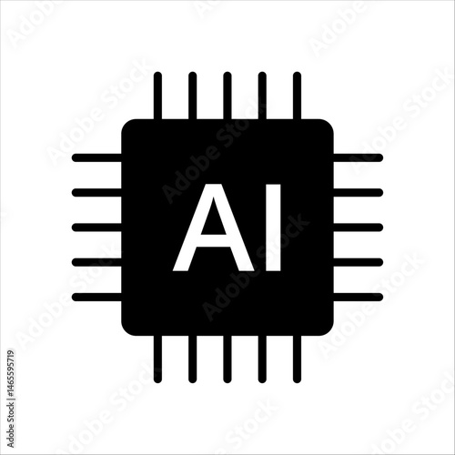Vector AI Chip Processor  Microchip Icon for Artificial Intelligence and Machine Learning