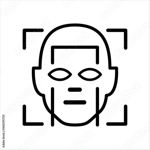 Vector Facial Recognition Grid  AI Face Detection and Surveillance Icon