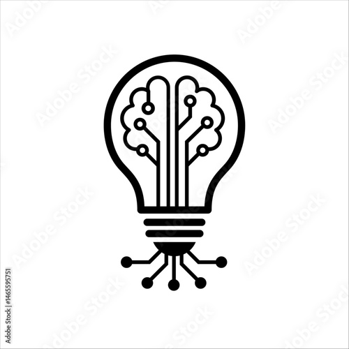 Vector Lightbulb with Circuit Roots  Innovation and Artificial Intelligence Concept Icon
