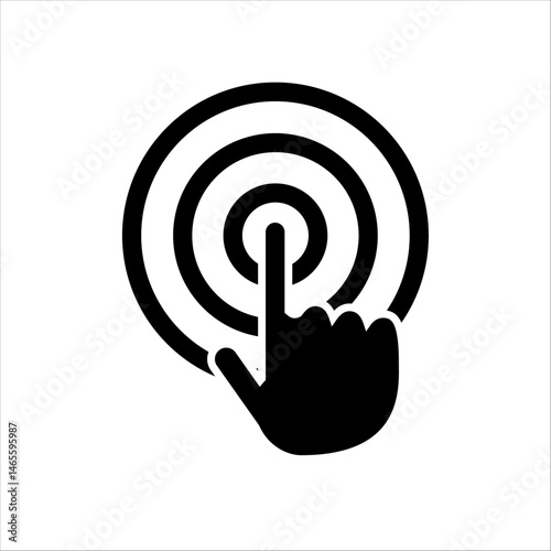Vector Finger Pressing Target  AI Touch Interface and User Activation Icon