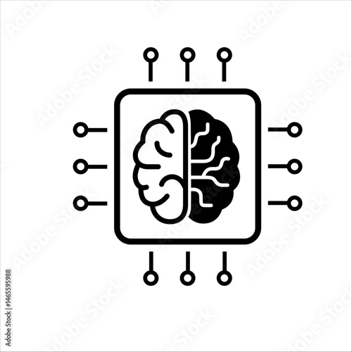 Vector AI Brain Chip  Neural Processing Unit and Smart Technology Icon