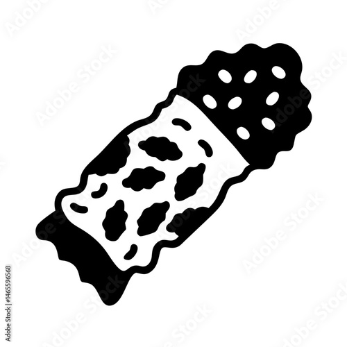 Stylized vector graphic of a snack wrap with distinct fillings and covering