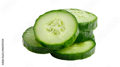 Cut cucumber on white background