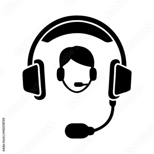 Customer service representative icon wearing headset, a helpdesk operator ready to assist