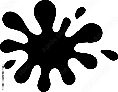Blooming ink shape with dark irregular center and fine dispersal of smudges forming an organic spread.