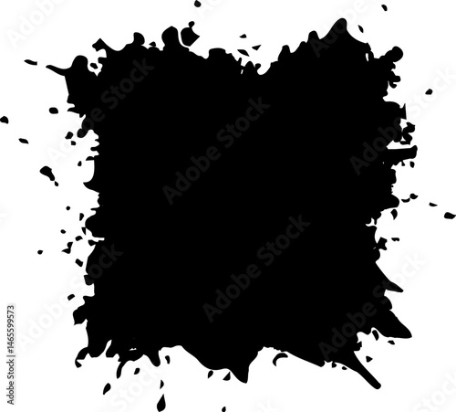 Fine speck of ink with dispersed particles forming a dusty and uneven distribution.