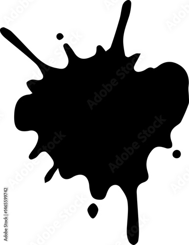Ink drop in heart shape with slight asymmetry and concentrated center.