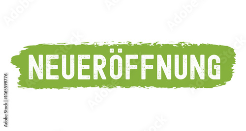 Hand sketched NEUERÖFFNUNG word in German as logo. Translated REOPENING or NEW OPENING .Lettering