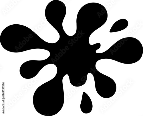 Inklet flower shape formed by rounded petal-like splashes radiating symmetrically from a central point.
