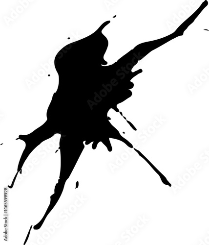 Jagged ink drip showing uneven lines and serrated contours that descend in a downward flow.