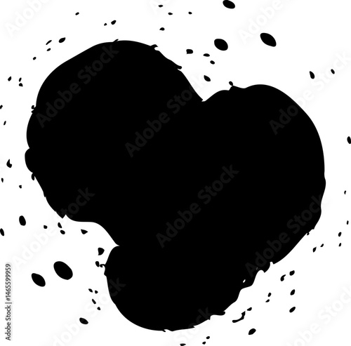 Irregular blob heart created by an asymmetrical ink mass with organic heart-like curves and rough edges.