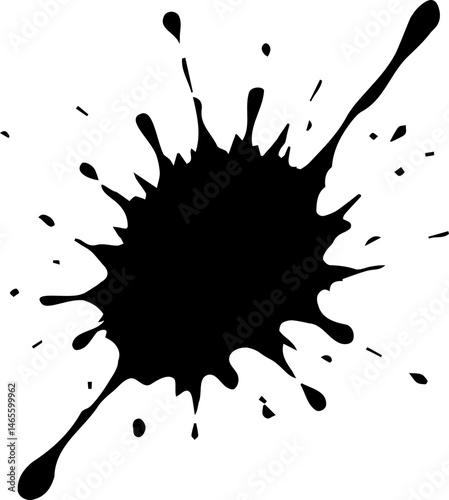 Messy ink dot with blurred outlines and uneven spread from a dense central spot.