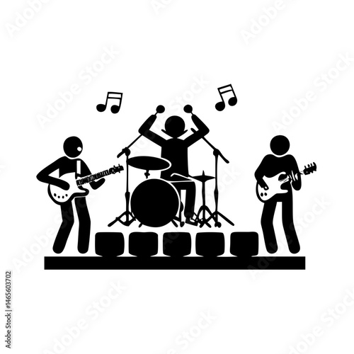 A musical performance by a band on stage in front of audience