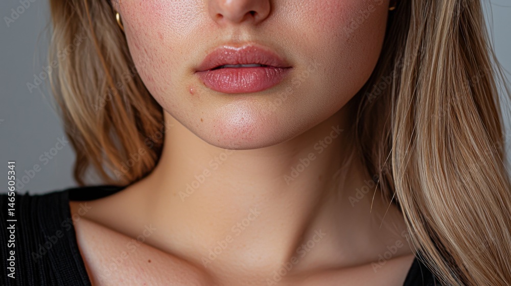 Fototapeta premium A woman with a red lip and a white face