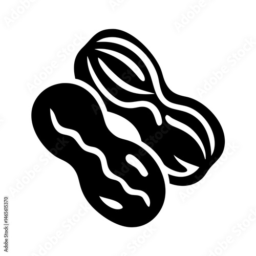 Two peanuts together in a simplified and stylish black and white image