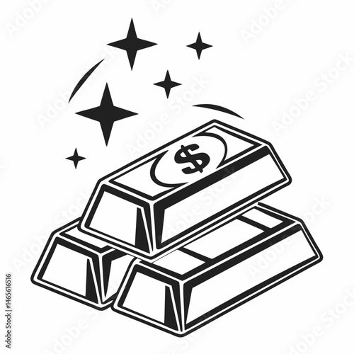 きらめく金塊のイラスト / Sparkling gold bars illustration