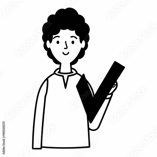 男性キャラクターとチェックリスト / Male avatar with checklist icon