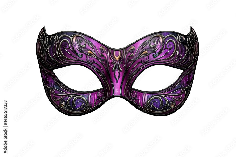 Ornate purple carnival mask with scrollwork, cut out transparent Ornate purple carnival mask with scrollwork, cut out transparent