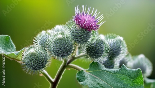 fructification of greater burdock arctium lappa woolly burdock arctium tomentosum or lesser burdock arctium minus closeup