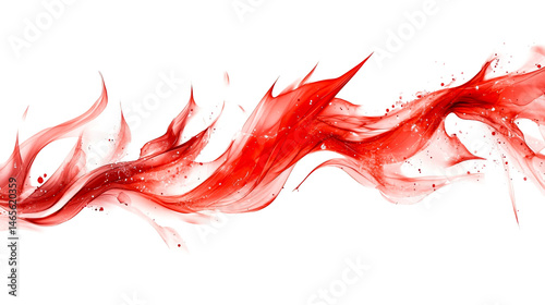 Crimson Ink Swirl with Splatter, Cut Out Transparent