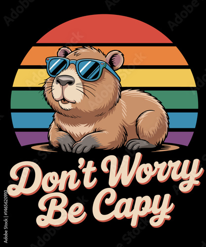 Dont Worry Be Capy Funny Capybara Retro