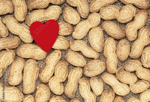 Peanut bean pods background. Close-up. Top view.