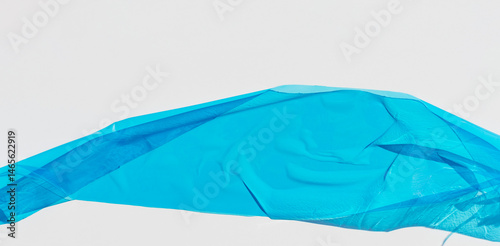 View of a translucent blue plastic film