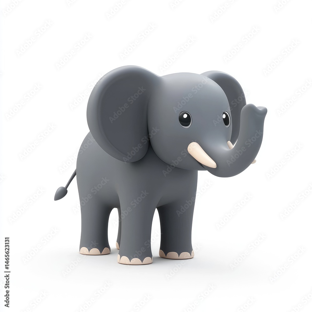 Fototapeta premium Cute cartoon elephant figurine, presented in a studio setting.