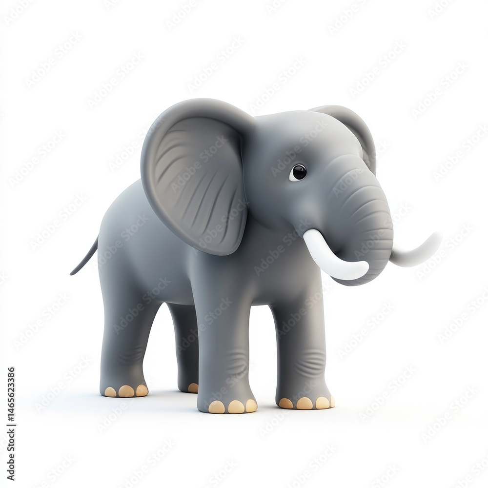 Fototapeta premium Cartoon elephant against a plain background.