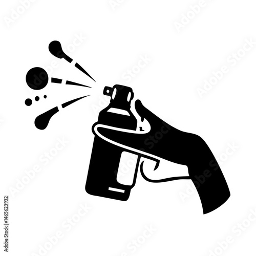Illustration of a hand using a spray paint can for artwork