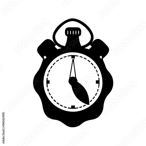 Classic stopwatch icon in black silhouette showing time in graphical representation