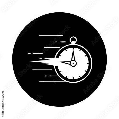 A minimalistic representation of swift timing with a black circle background