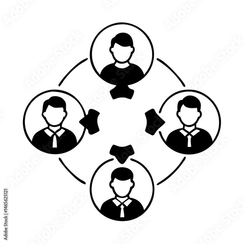 Teamwork and Collaboration Cycle Featuring Diverse Professionals for Project Management Success