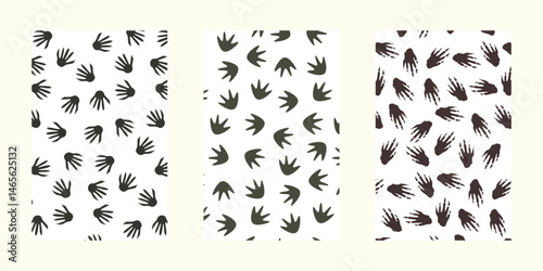 bundle simple seamless pattern with racoon, rat and beaver footprints. Animal footprints seamless pattern collection