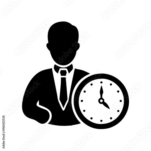 Businessman with clock represents time management and punctuality importance for success