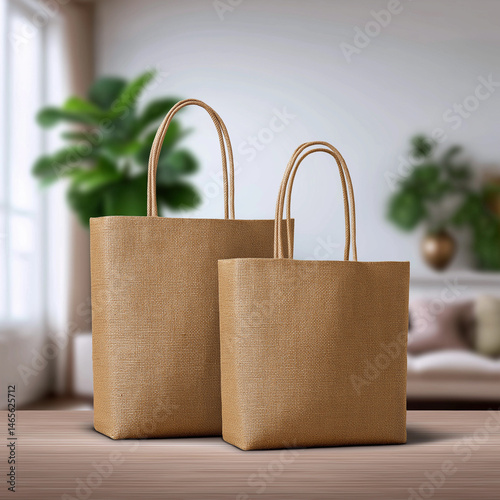 Obraz na płótnie Two brown bags with a woven texture w salonie