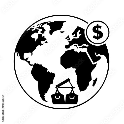 Global market and finance icon depicting worldwide trade and shopping concept
