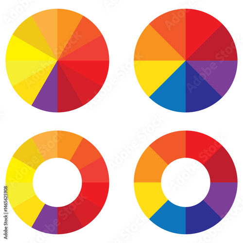 Pie chart set. Circle section graph. Pie chart divided 1,2,3,4,5,6,7,8,9,10,11,12 equal parts. Infographic wheel segment or section parts. Circle division infographic icon set. Vector illustration
