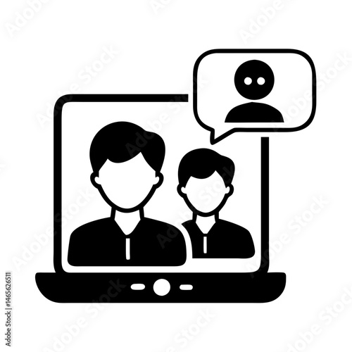 Online meeting, video conference, virtual meeting, team collaboration and communication icon
