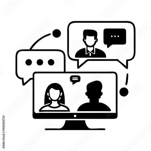 Illustration of a group video call with multiple people in communication